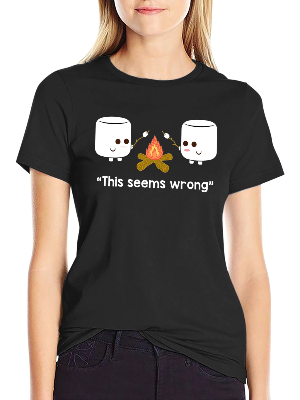 Funny Marshmallow Campfire Graphic T-Shirt