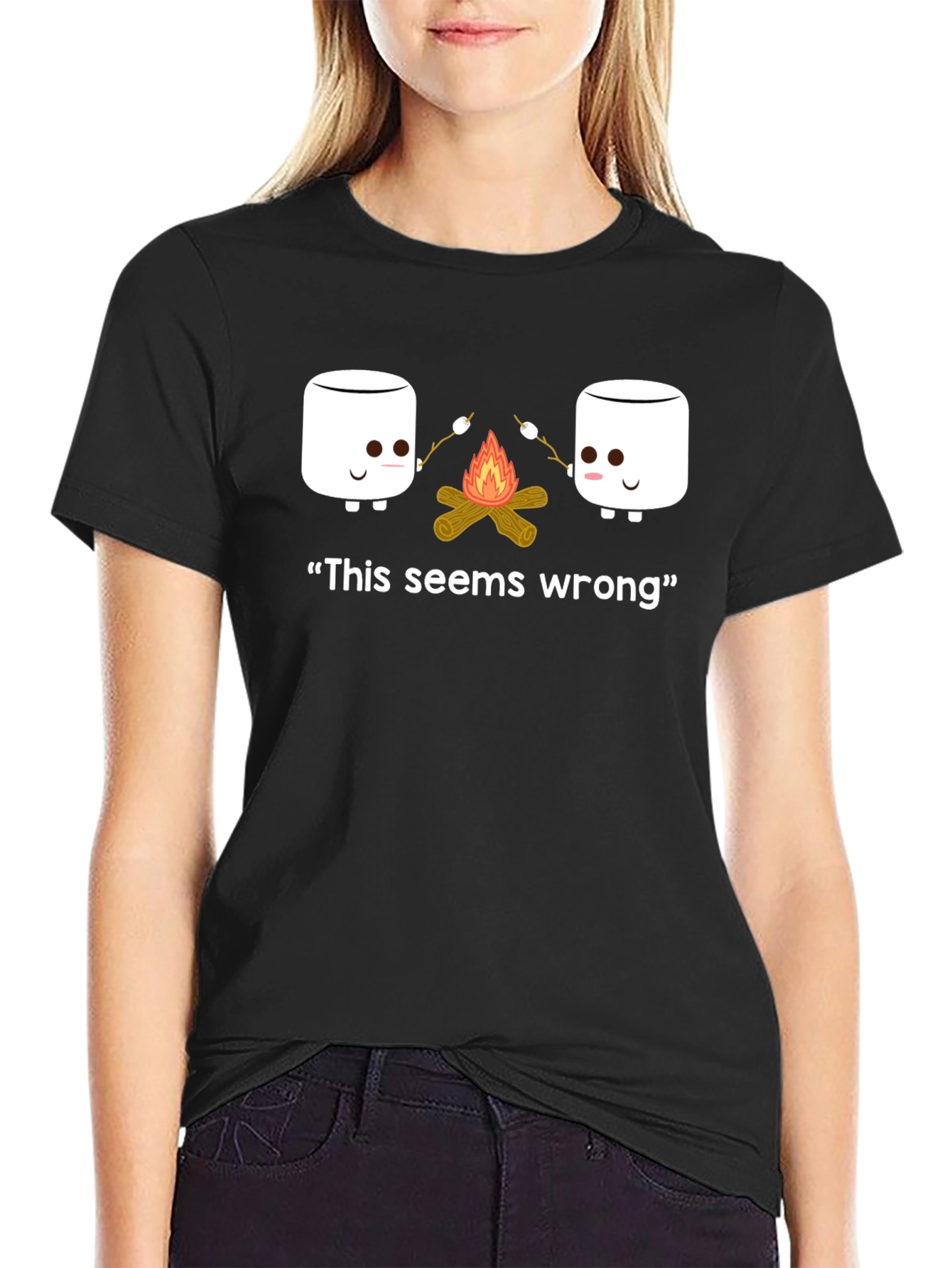 Funny Marshmallow Campfire Graphic T-Shirt
