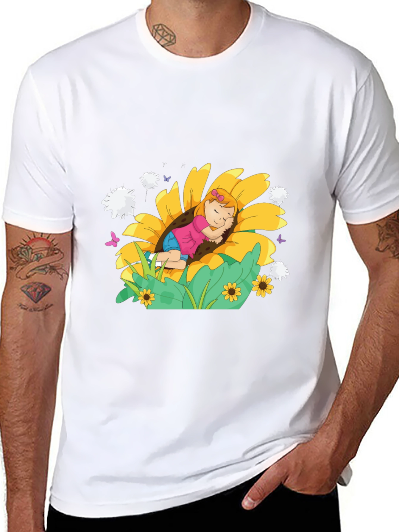 Sunflower Dreamer Black Tee
