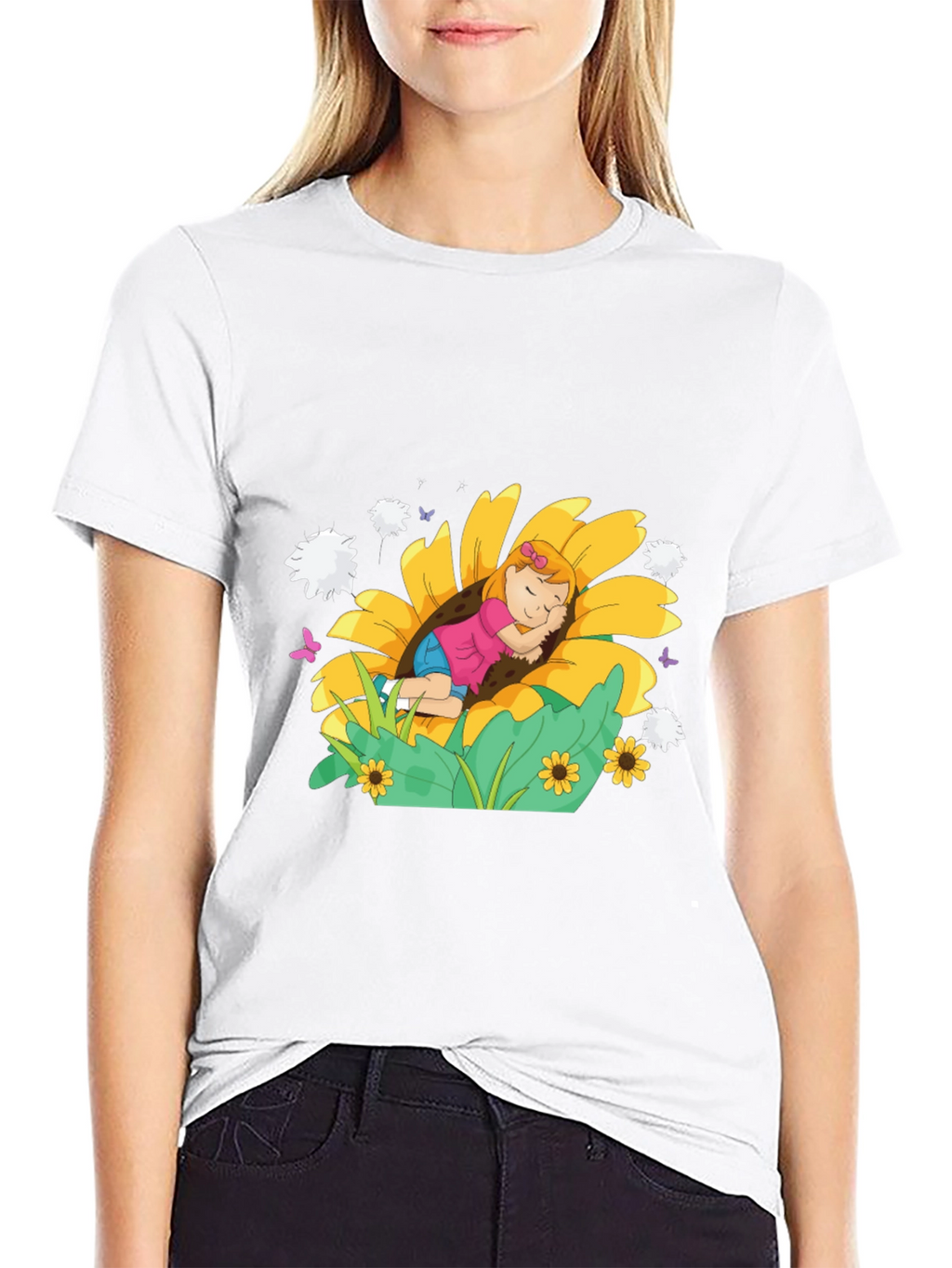 Sunflower Dreamer Black Tee
