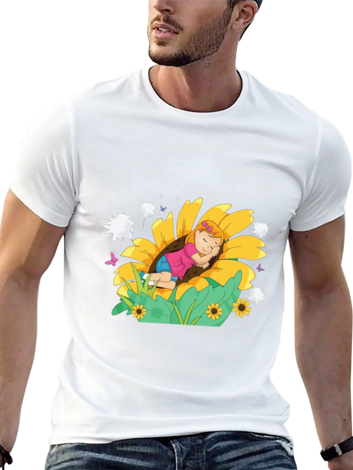 Sunflower Dreamer Black Tee