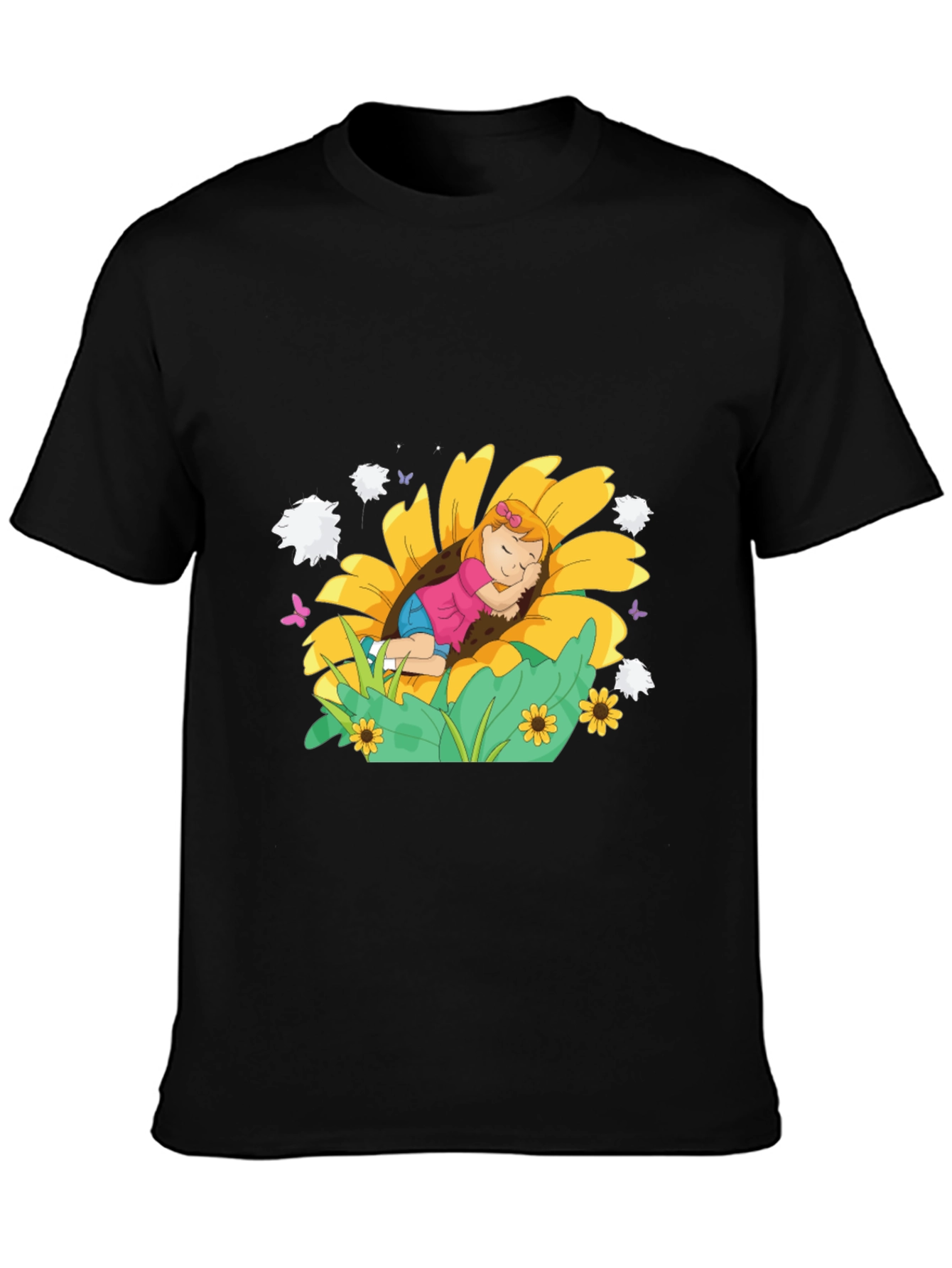 Sunflower Dreamer Black Tee