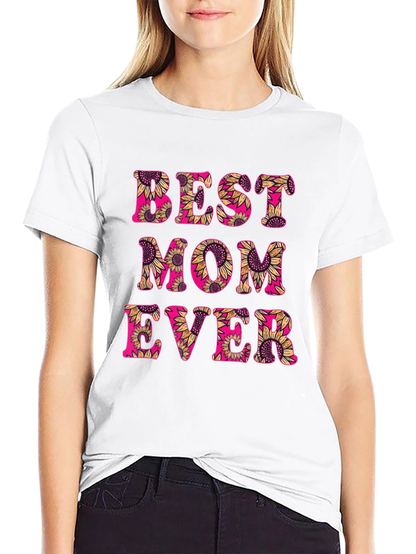 Best Mom Ever Sunflower Graphic T-Shirt