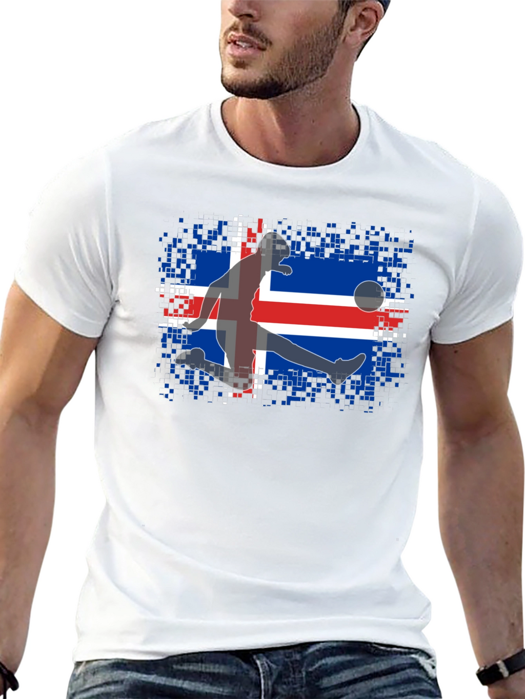 Iceland Soccer Flag Graphic T-Shirt