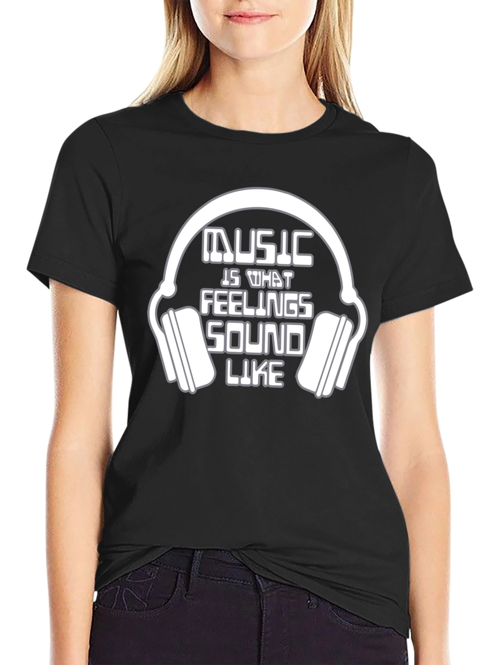 Music is What Feelings Sound Like Black T-Shirt