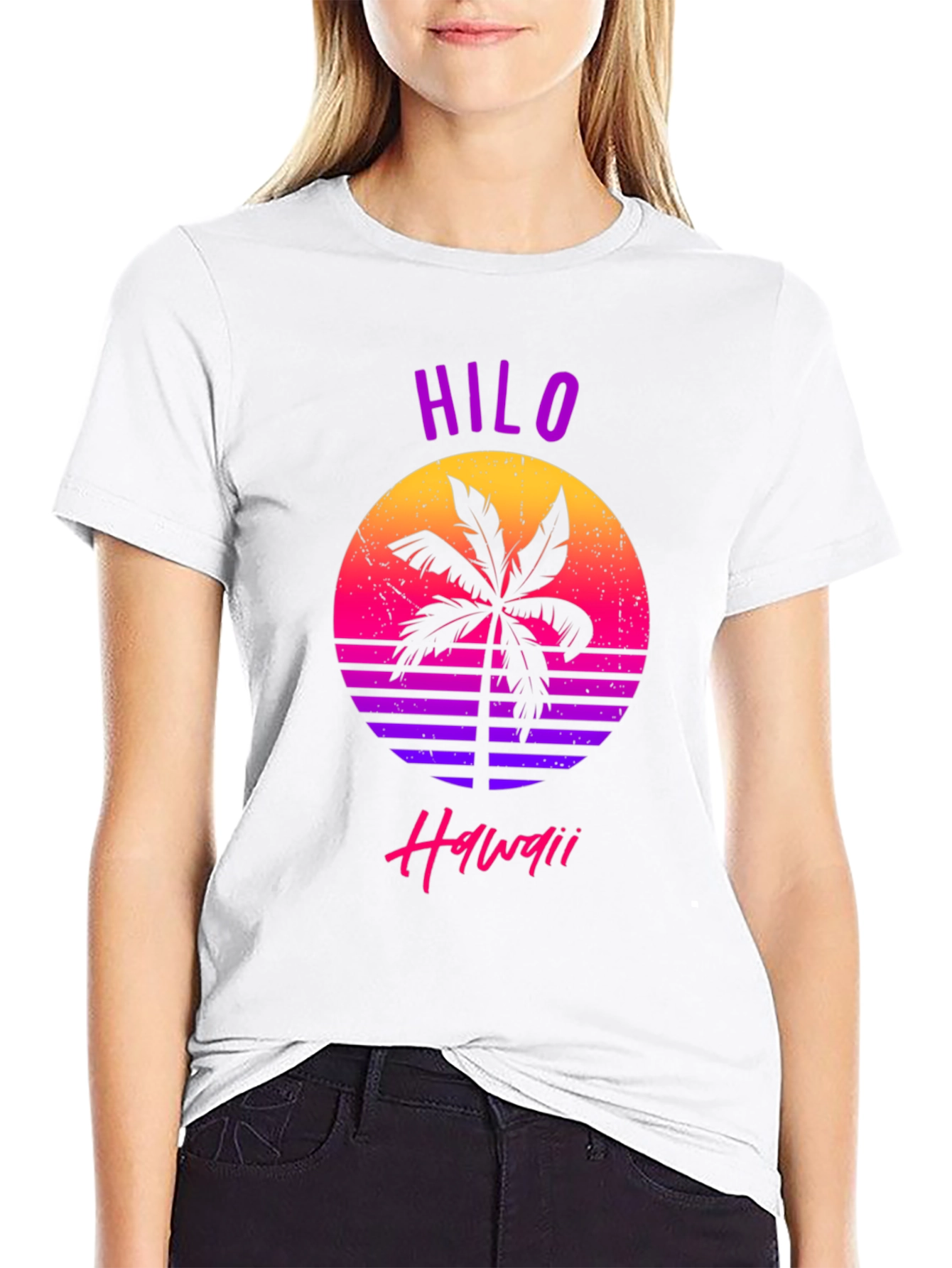 Hilo Hawaii Retro Palm Tree Graphic T-Shirt