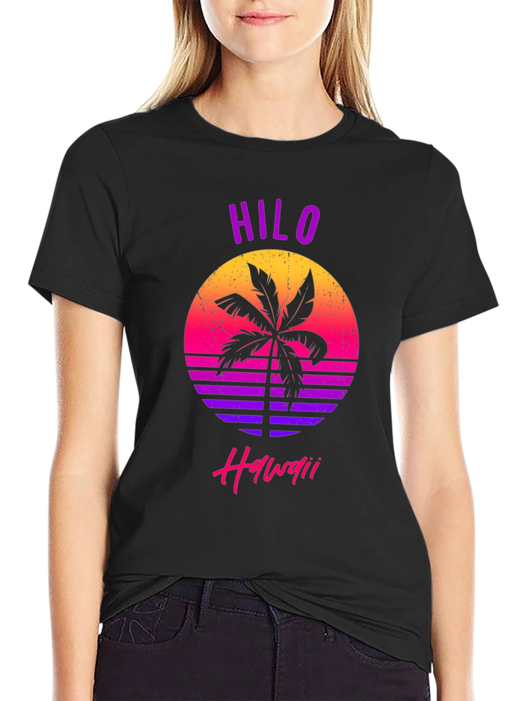 Hilo Hawaii Retro Palm Tree Graphic T-Shirt