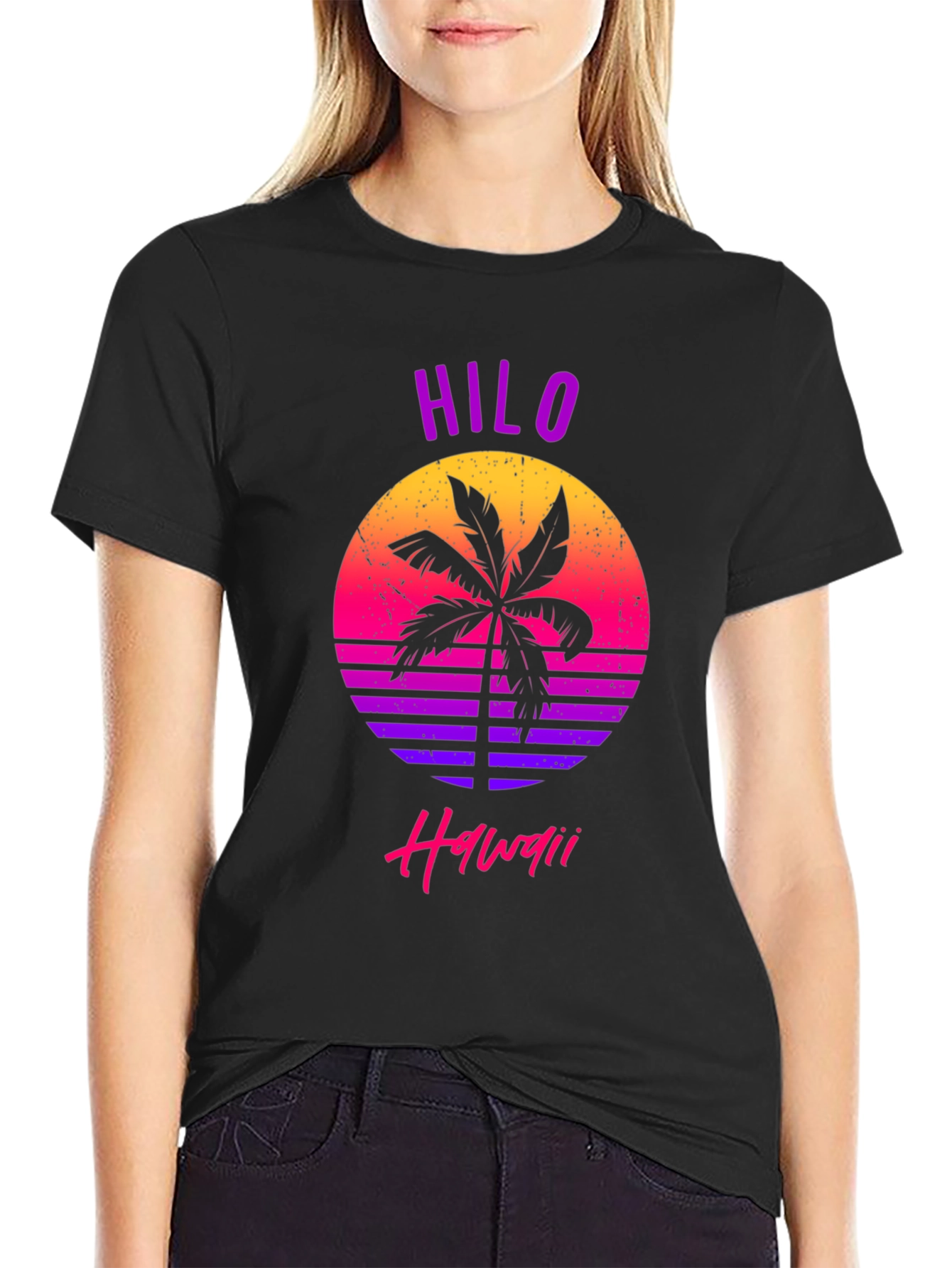 Hilo Hawaii Retro Palm Tree Graphic T-Shirt