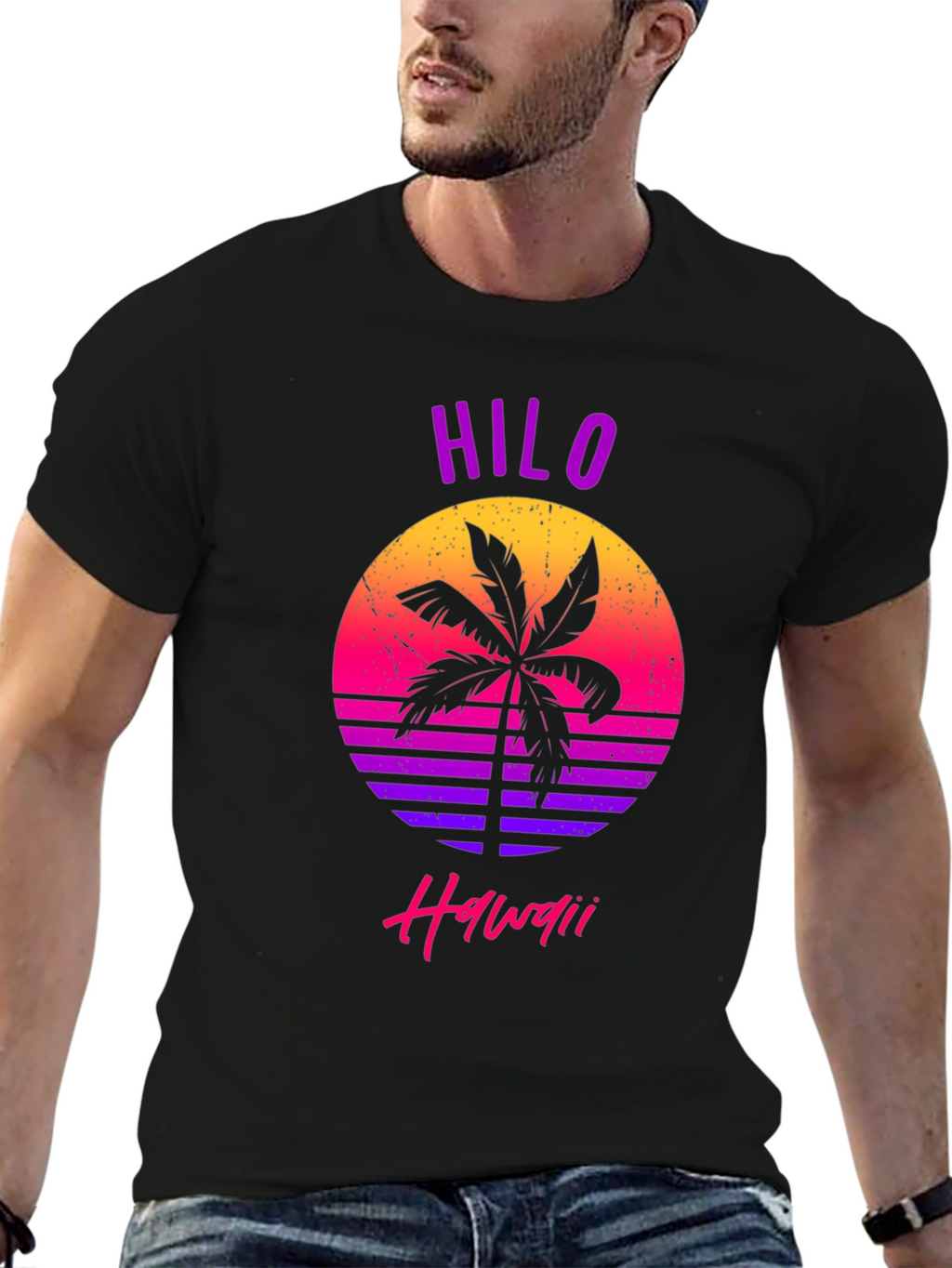 Hilo Hawaii Retro Palm Tree Graphic T-Shirt