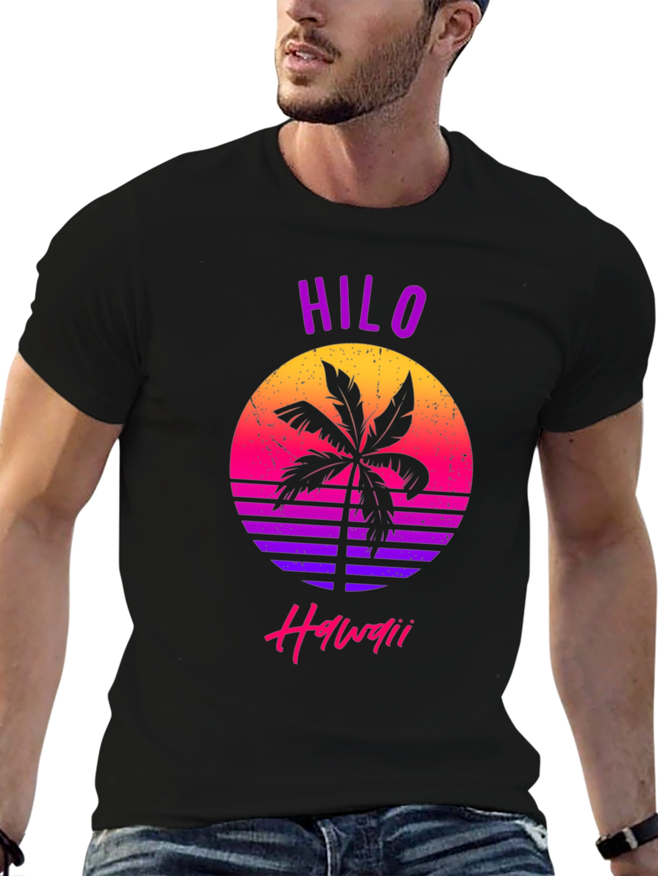 Hilo Hawaii Retro Palm Tree Graphic T-Shirt