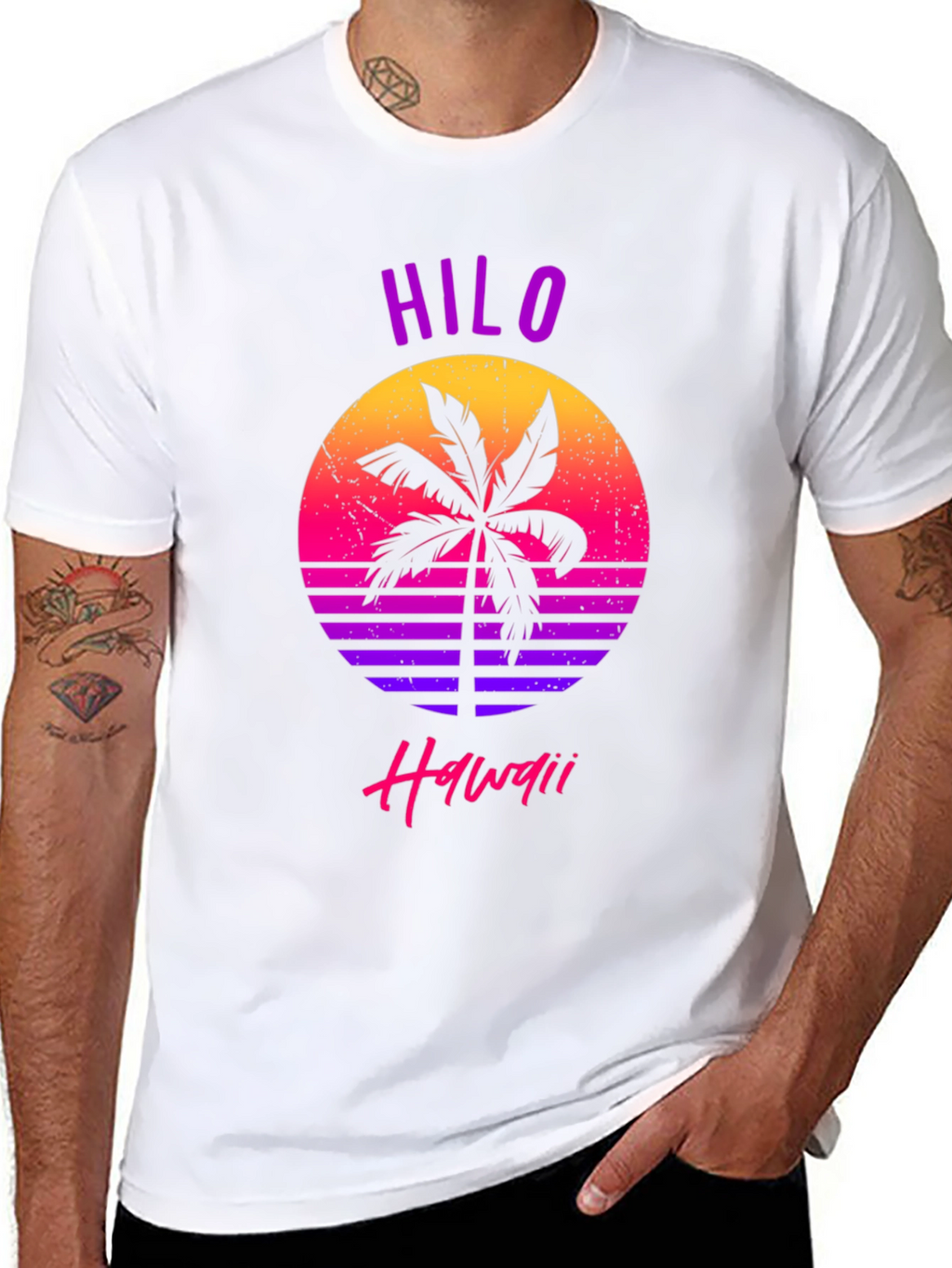 Hilo Hawaii Retro Palm Tree Graphic T-Shirt