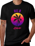 Hilo Hawaii Retro Palm Tree Graphic T-Shirt