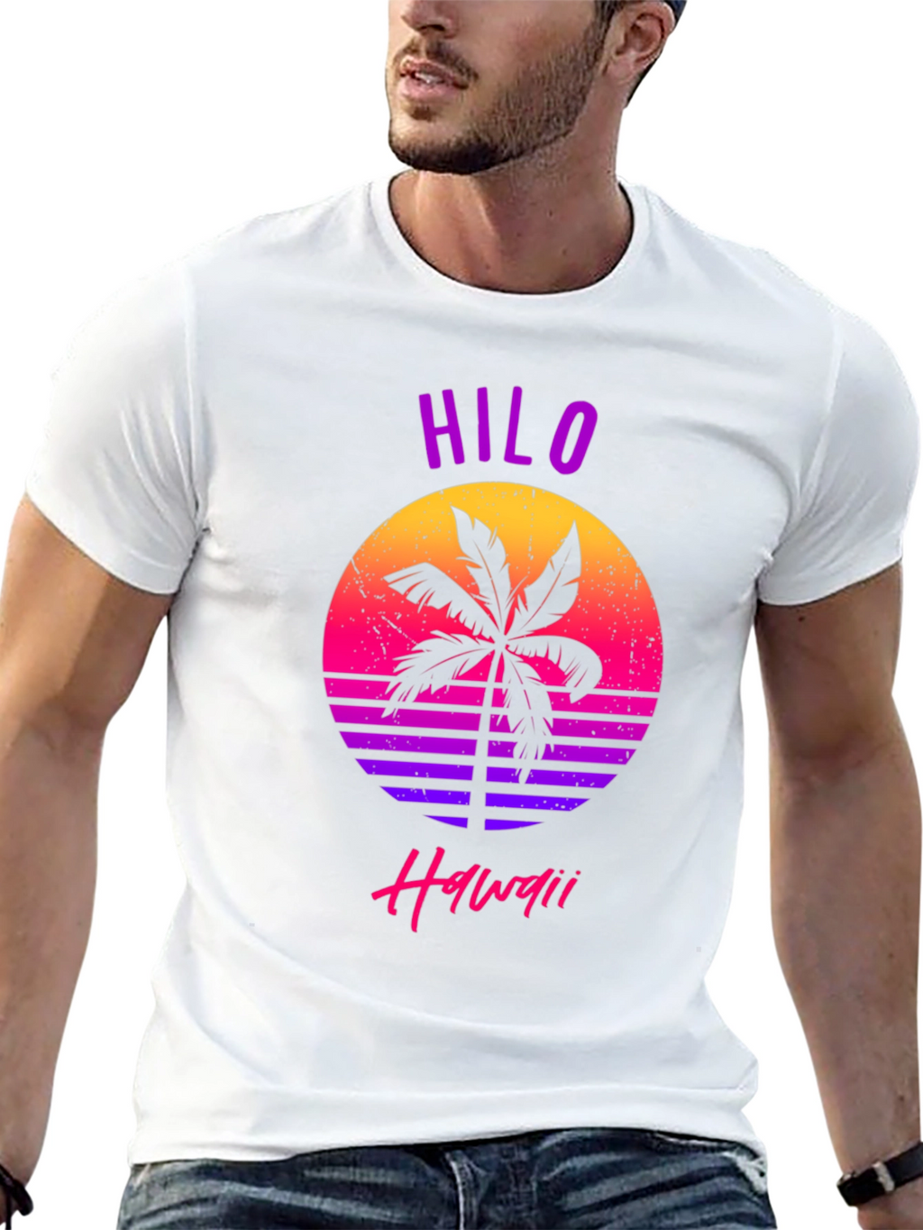 Hilo Hawaii Retro Palm Tree Graphic T-Shirt