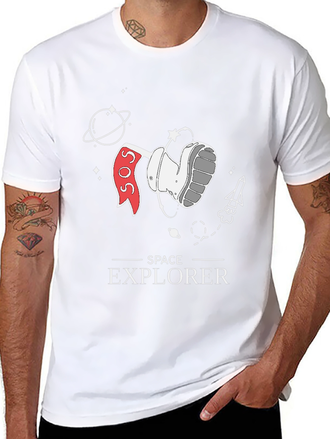 Space Explorer Graphic Tee - Black Cotton T-Shirt