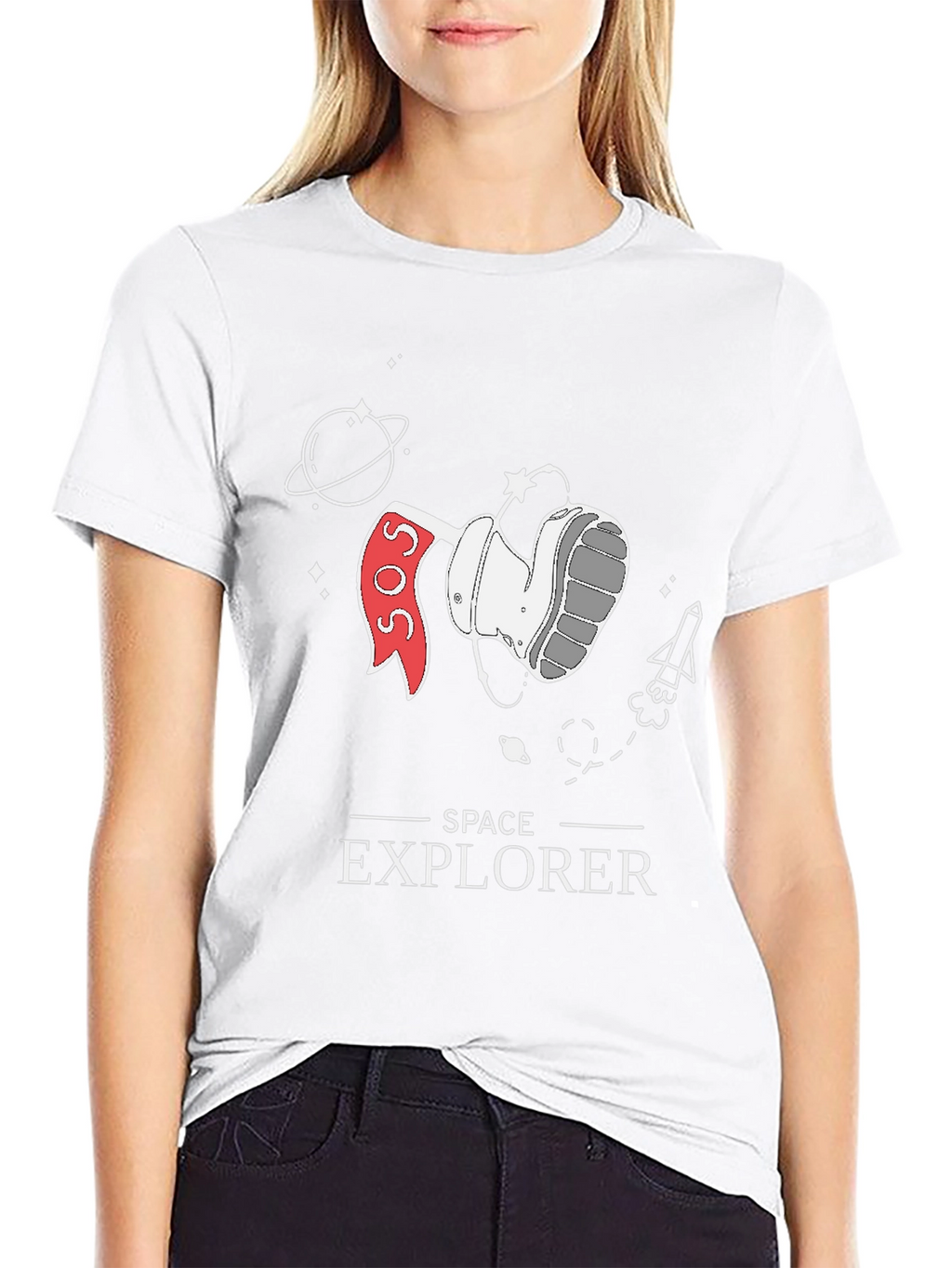 Space Explorer Graphic Tee - Black Cotton T-Shirt