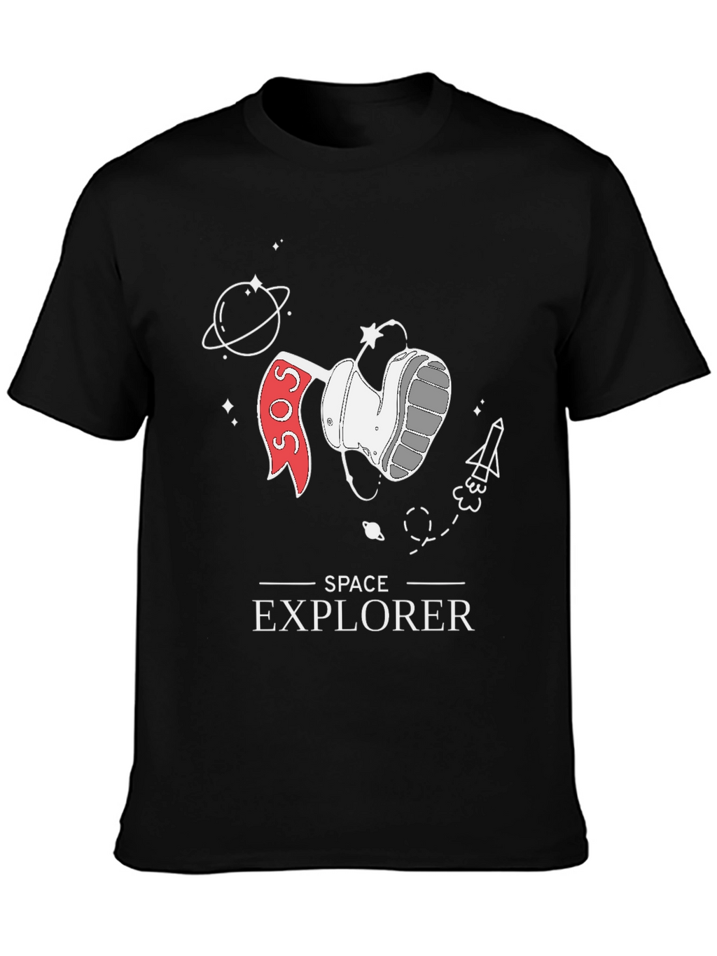 Space Explorer Graphic Tee - Black Cotton T-Shirt