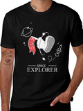Space Explorer Graphic Tee - Black Cotton T-Shirt