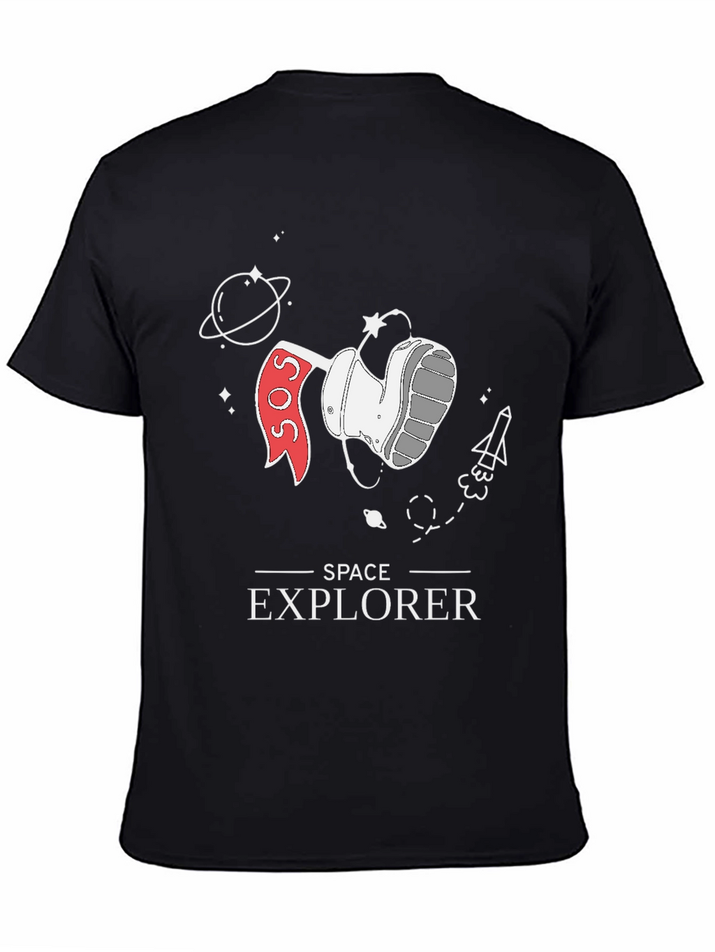 Space Explorer Graphic Tee - Black Cotton T-Shirt