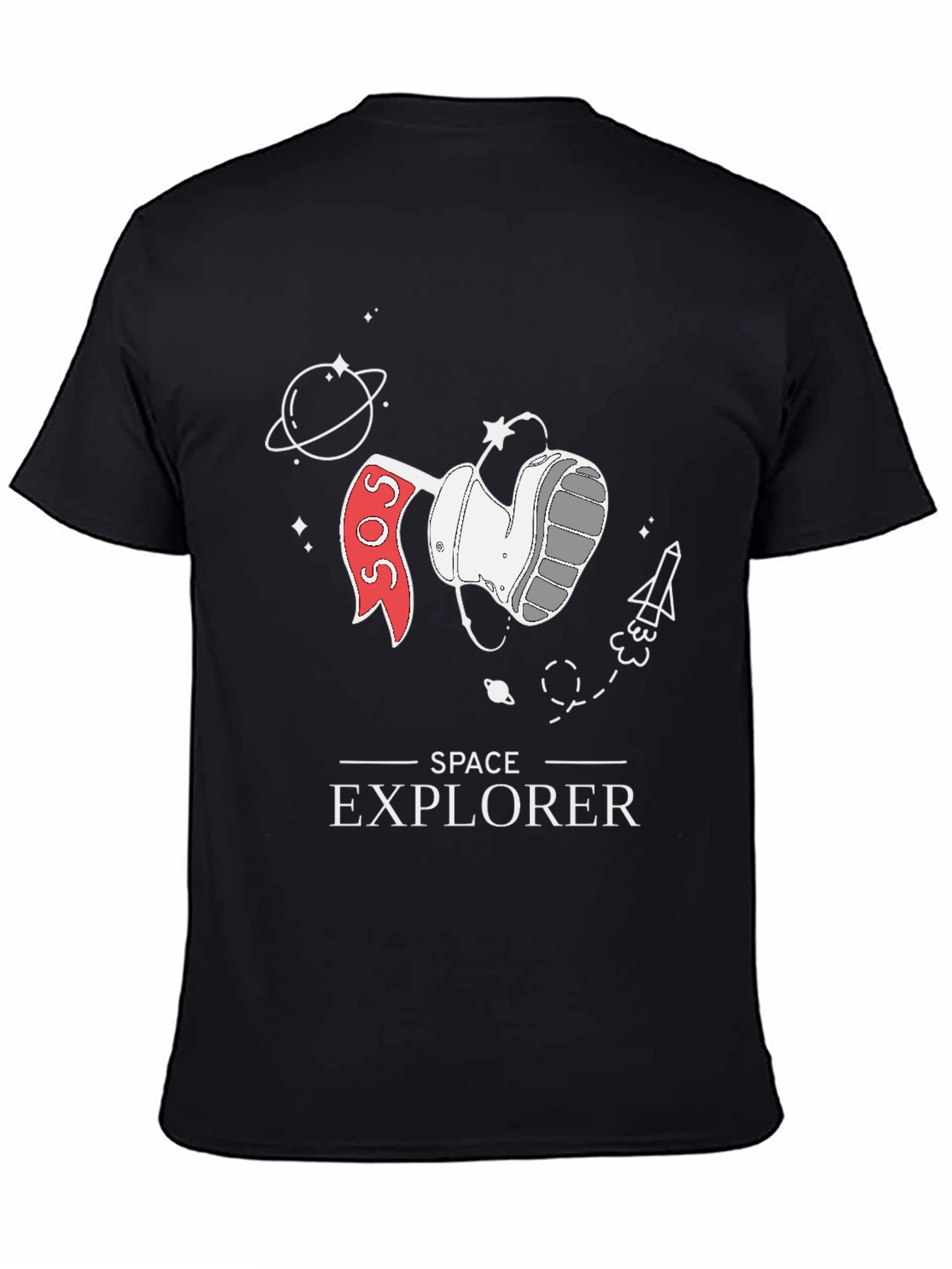 Space Explorer Graphic Tee - Black Cotton T-Shirt