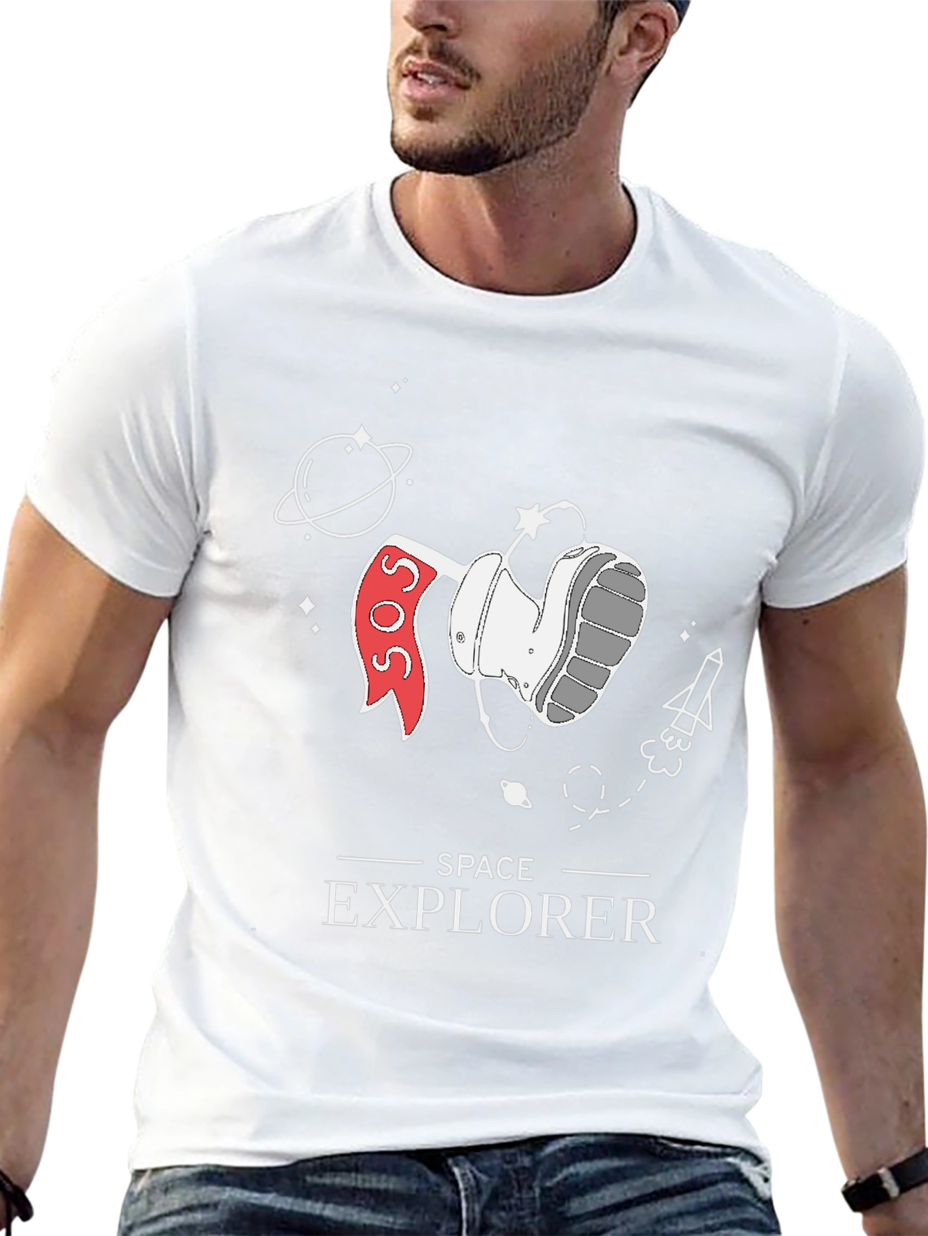 Space Explorer Graphic Tee - Black Cotton T-Shirt