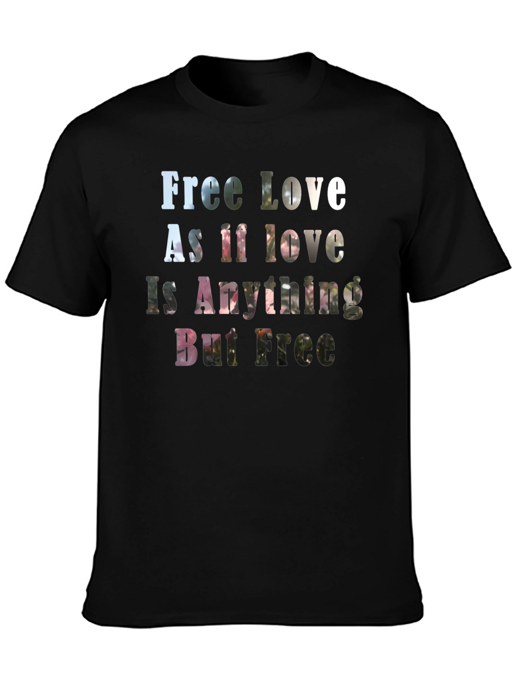 Free Love Graphic Print Black T-Shirt