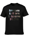 Free Love Graphic Print Black T-Shirt