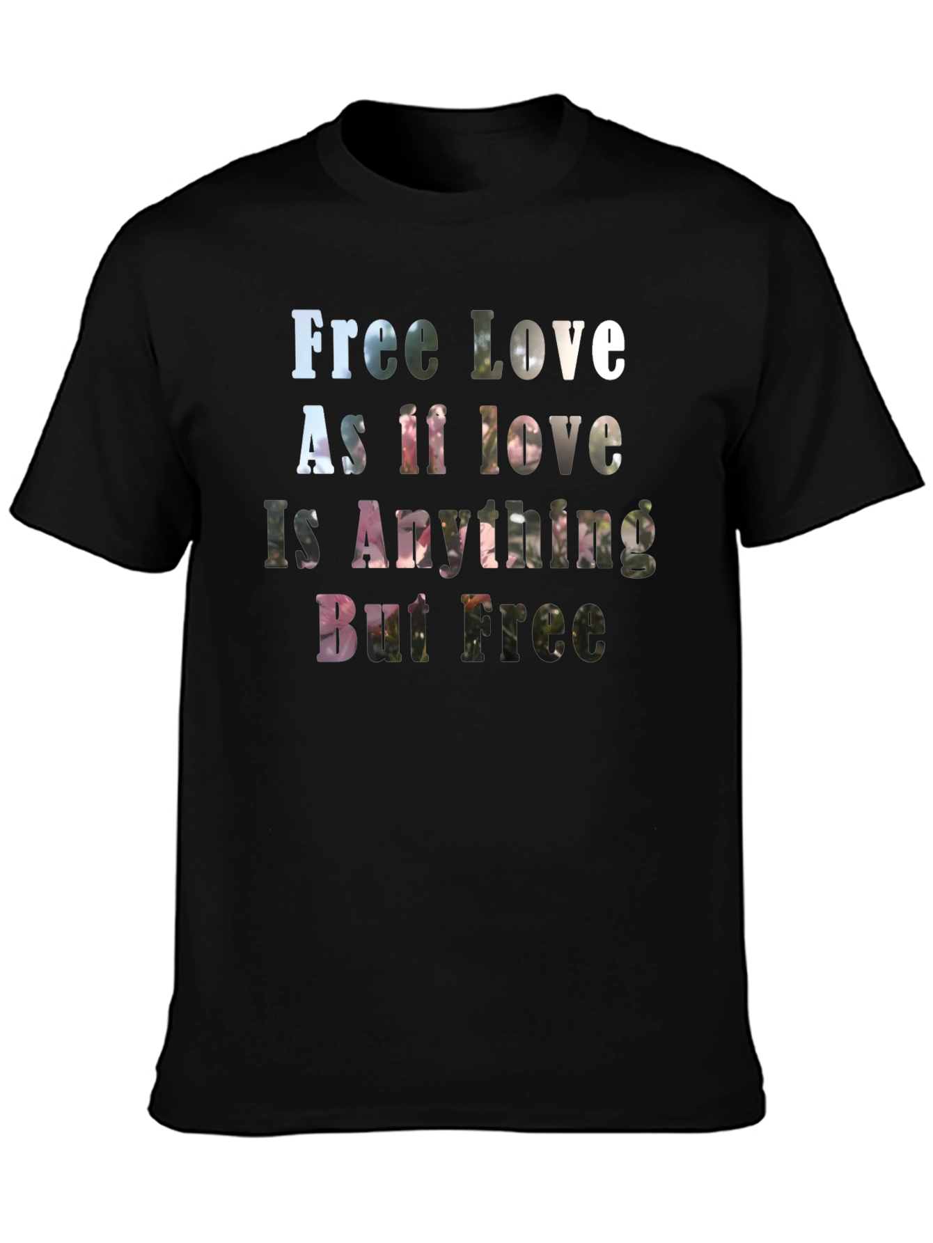 Free Love Graphic Print Black T-Shirt