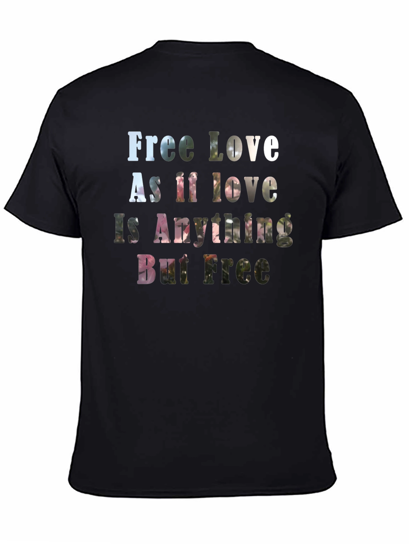 Free Love Graphic Print Black T-Shirt