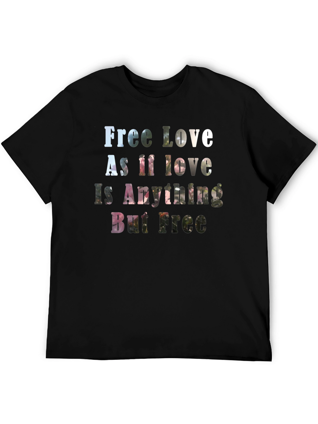 Free Love Graphic Print Black T-Shirt