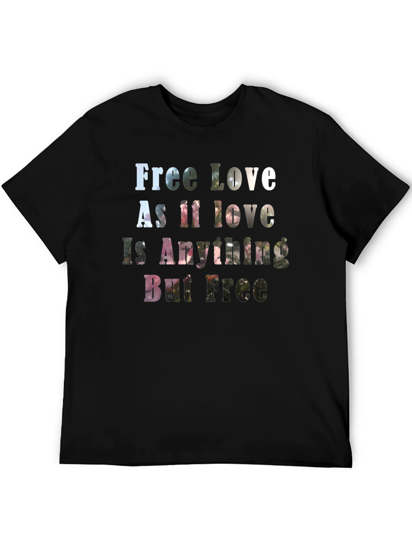 Free Love Graphic Print Black T-Shirt