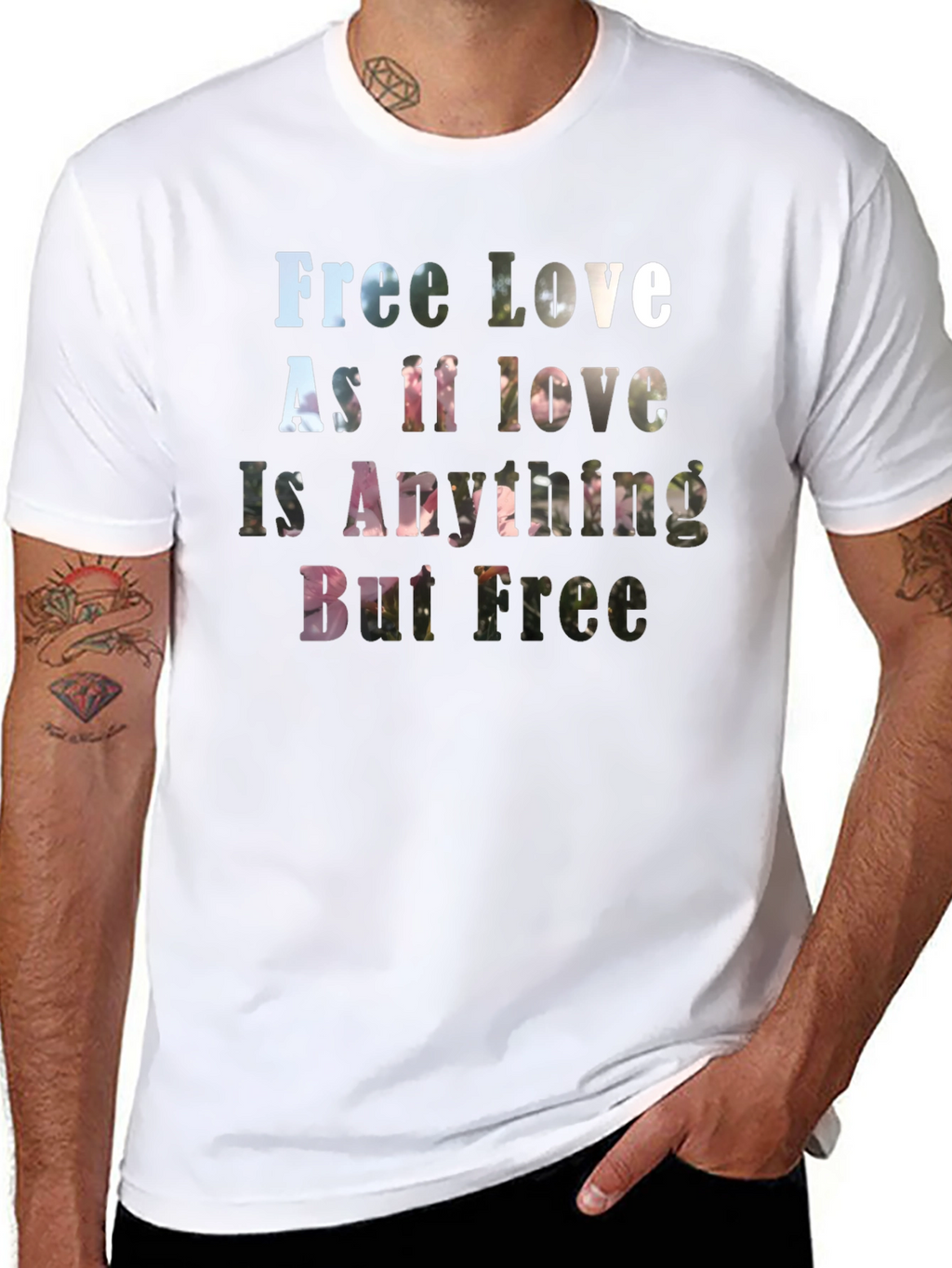 Free Love Graphic Print Black T-Shirt