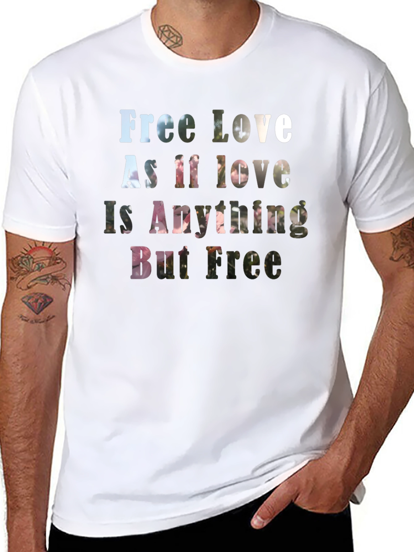 Free Love Graphic Print Black T-Shirt