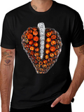 Unique Gemstone Pendant Graphic Black Tee