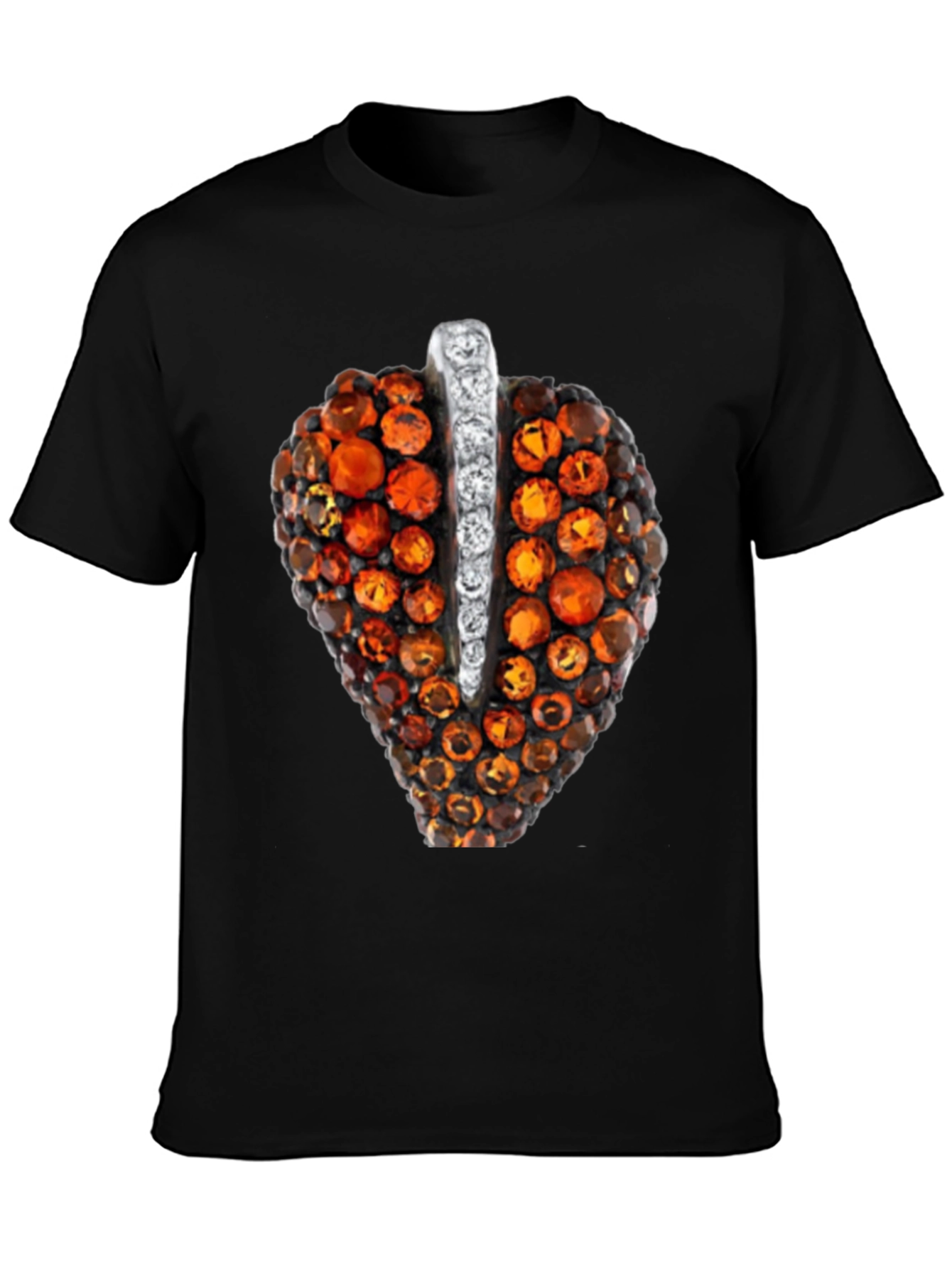Unique Gemstone Pendant Graphic Black Tee