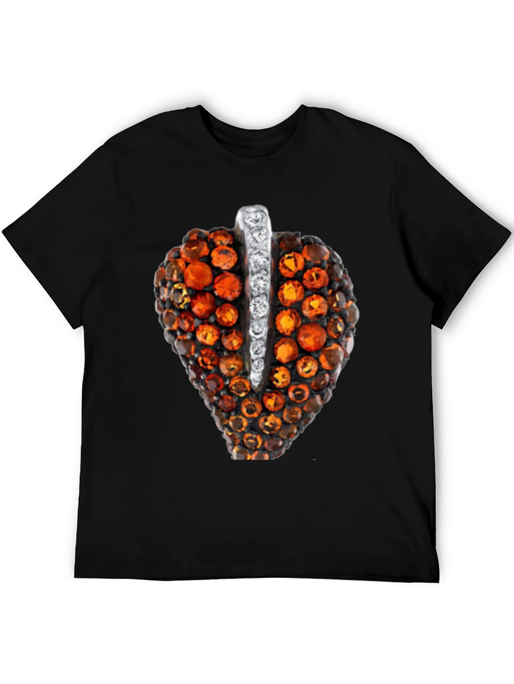Unique Gemstone Pendant Graphic Black Tee