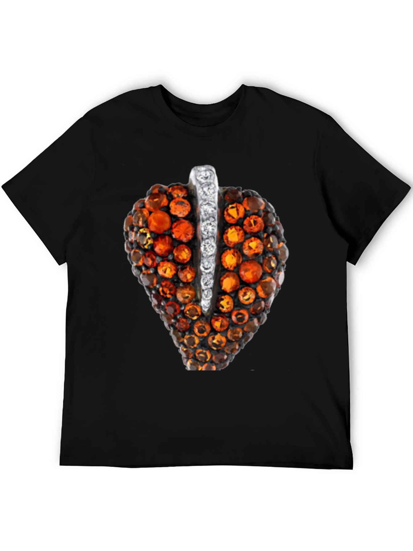 Unique Gemstone Pendant Graphic Black Tee