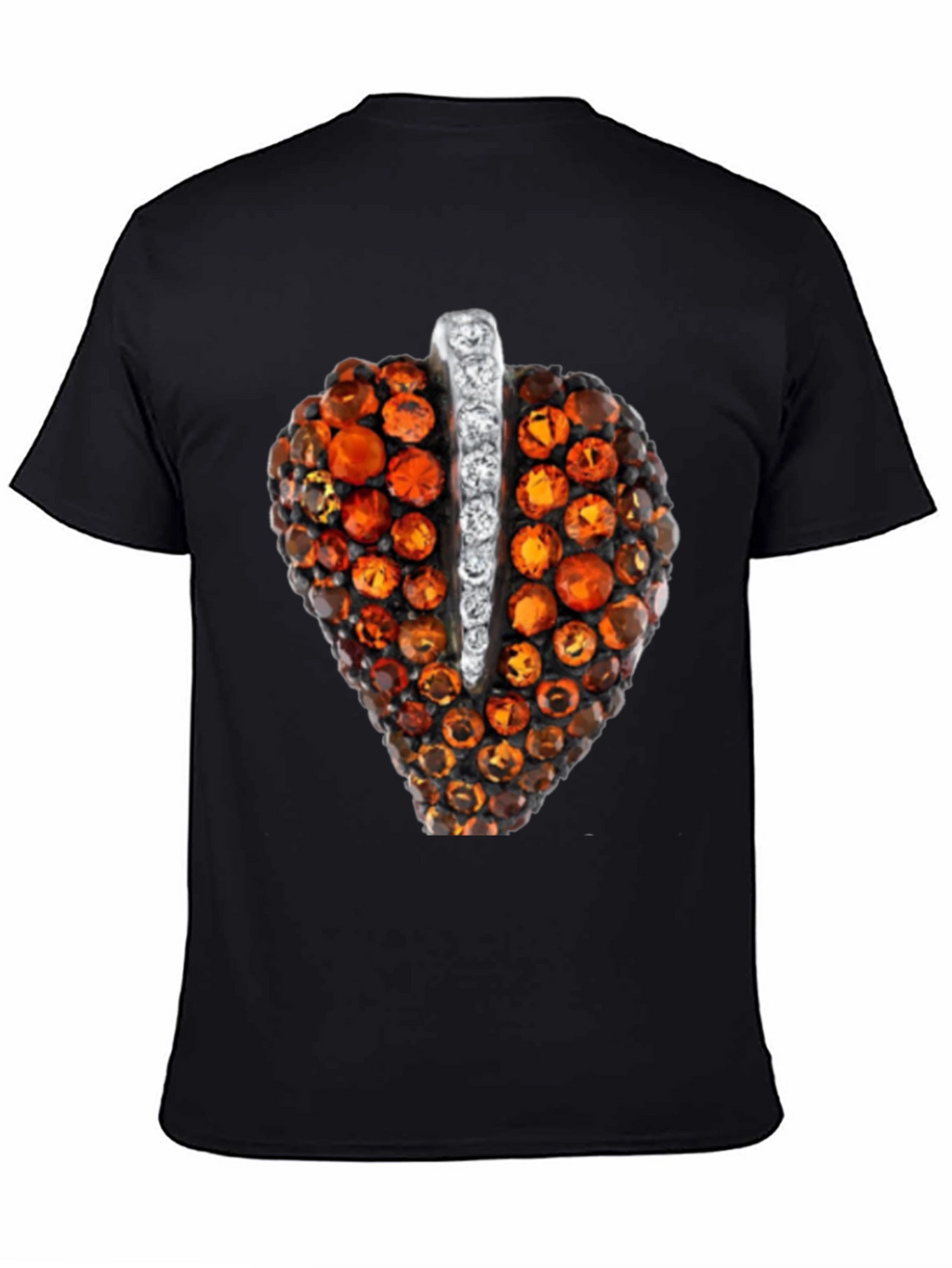 Unique Gemstone Pendant Graphic Black Tee