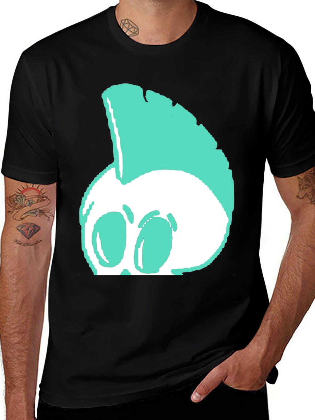 Edgy Punk Skull Graphic Tee - Black