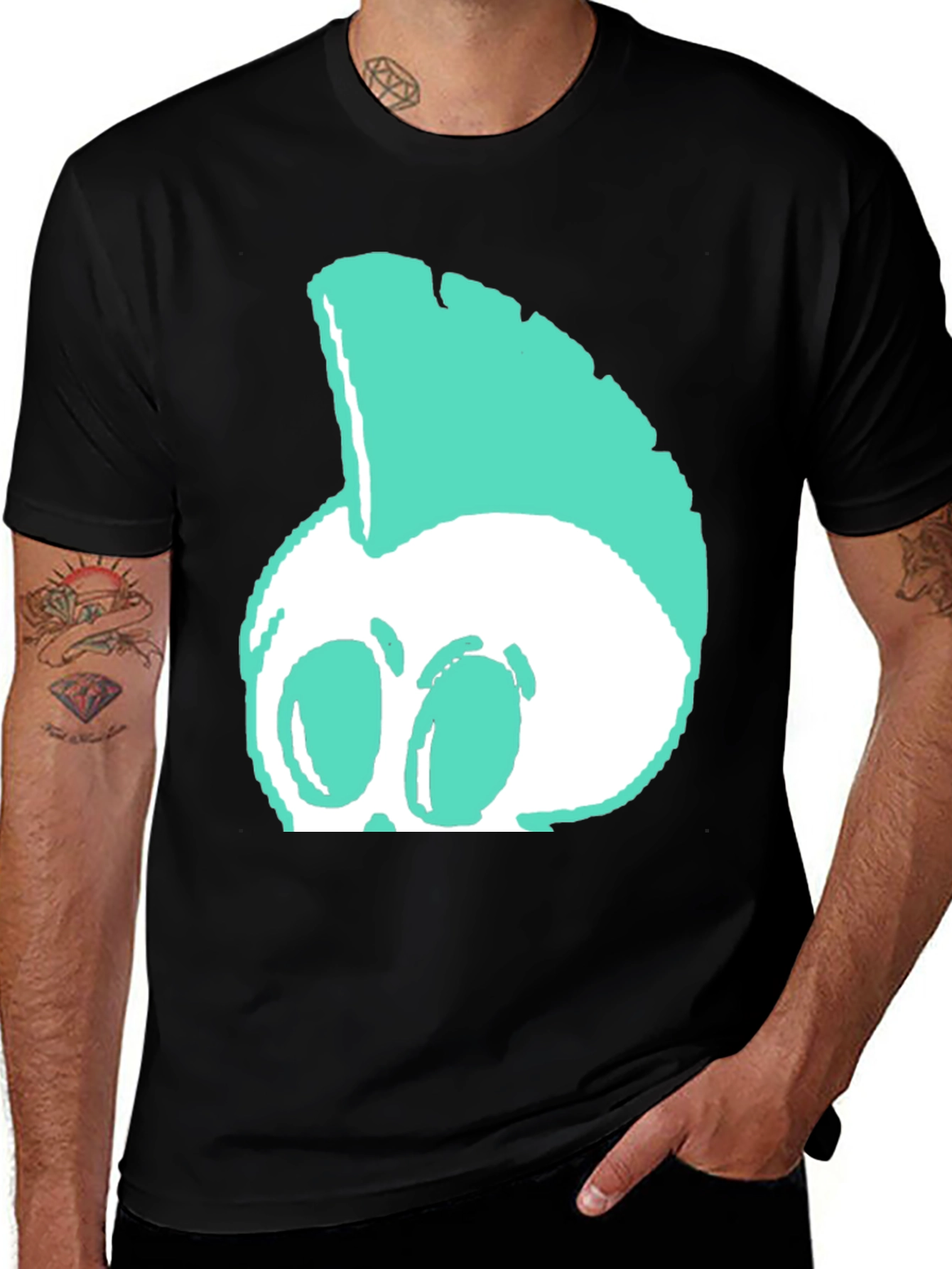 Edgy Punk Skull Graphic Tee - Black