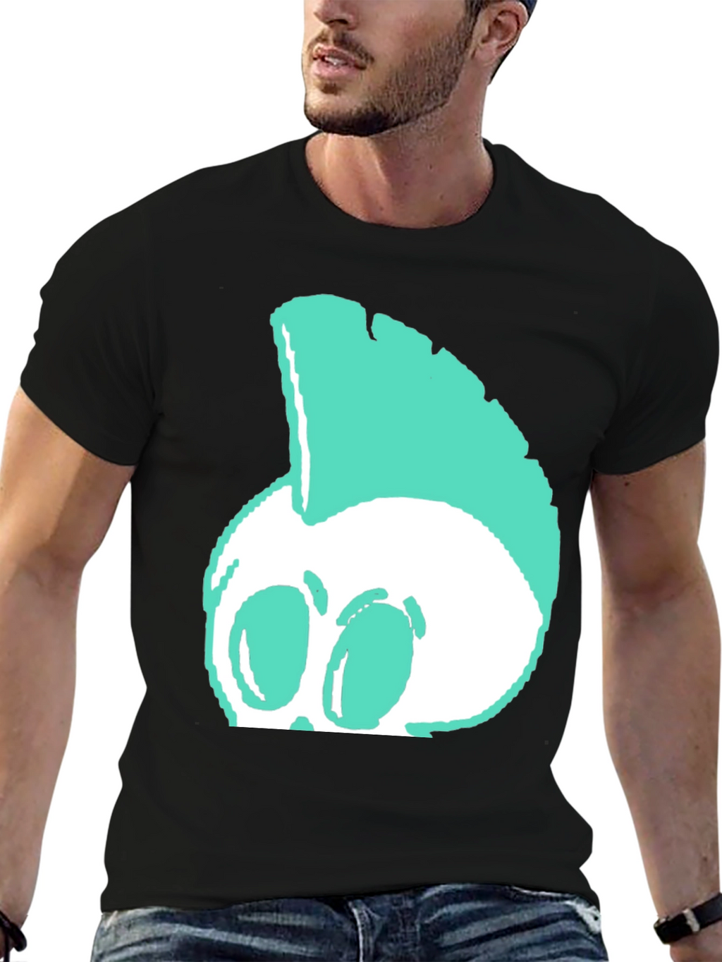 Edgy Punk Skull Graphic Tee - Black