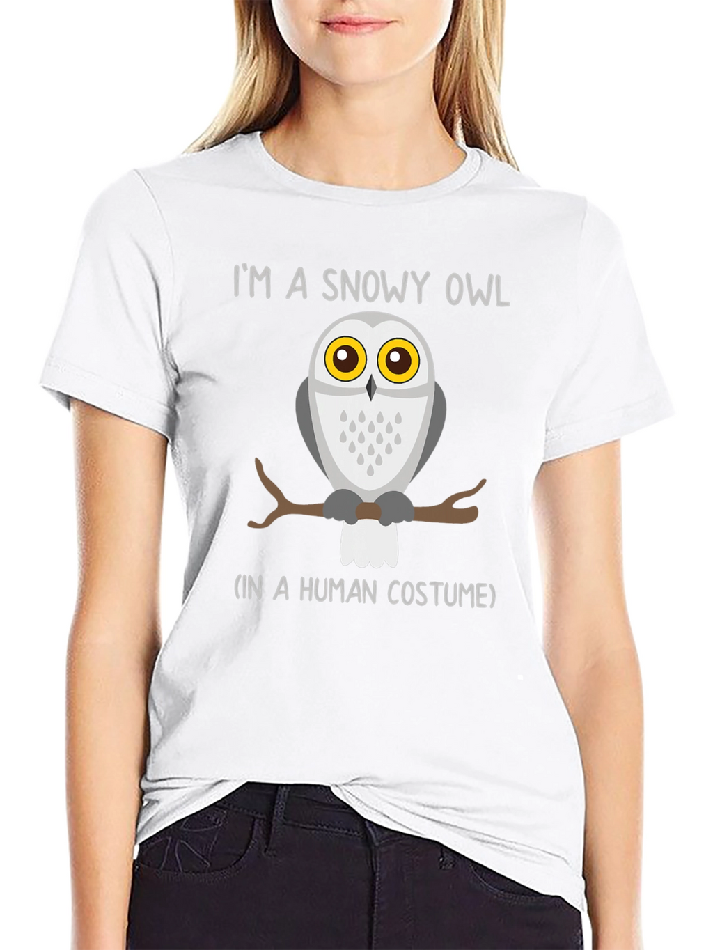 Snowy Owl in Human Costume Graphic T-Shirt