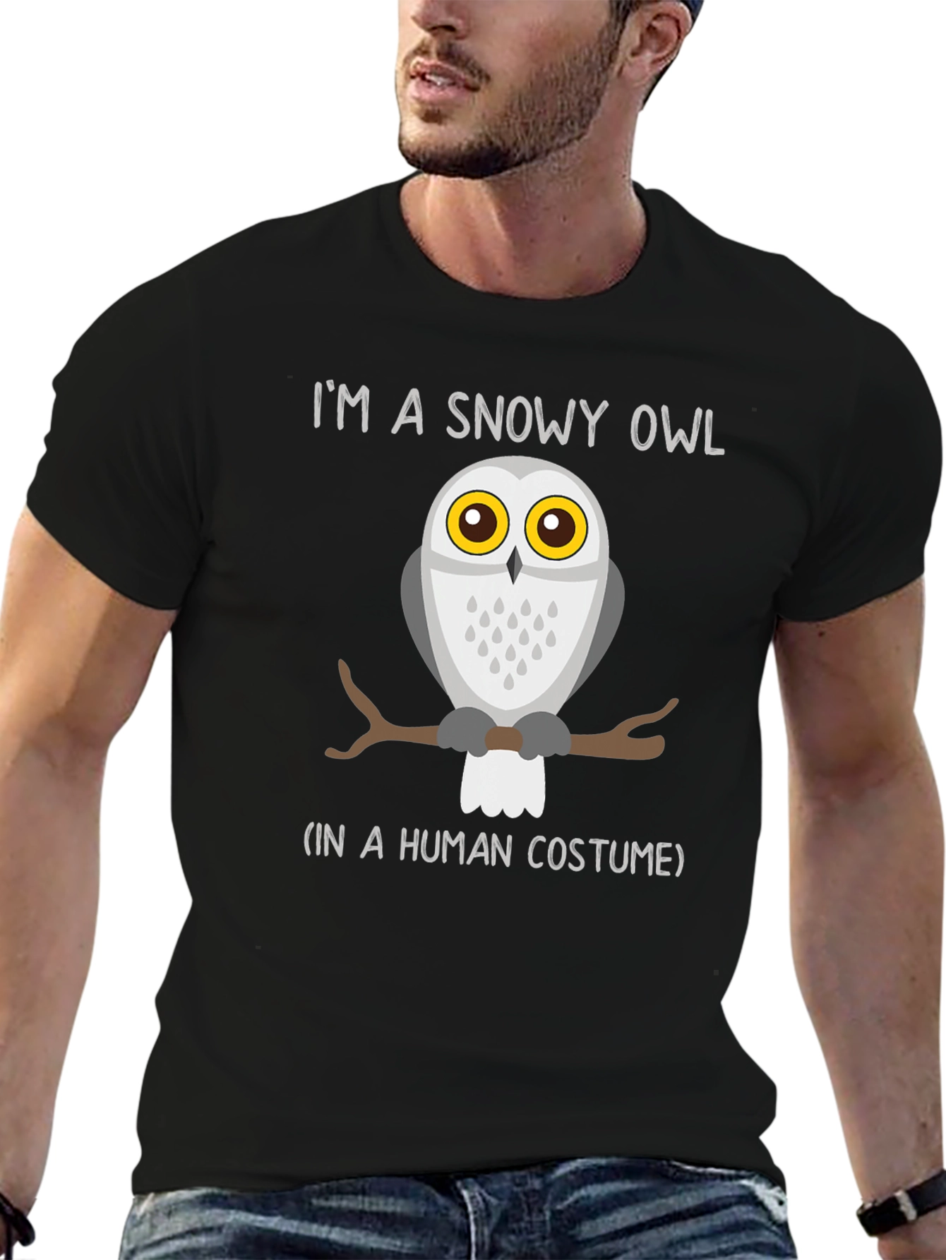 Snowy Owl in Human Costume Graphic T-Shirt
