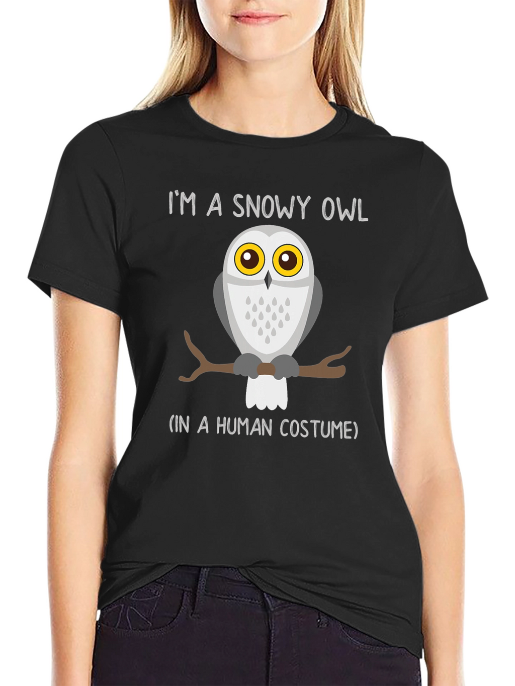 Snowy Owl in Human Costume Graphic T-Shirt