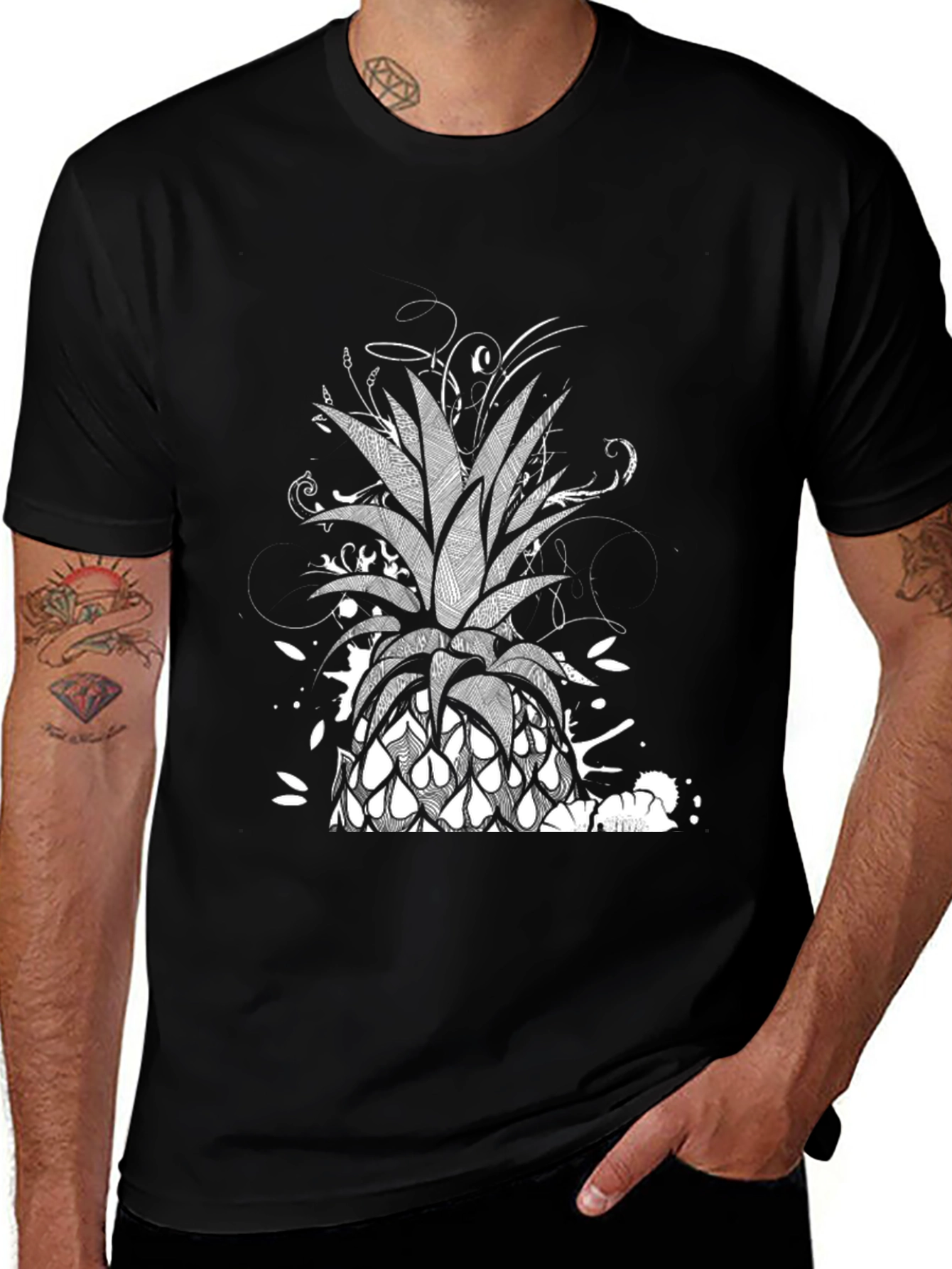 Pineapple Graphic Black T-Shirt