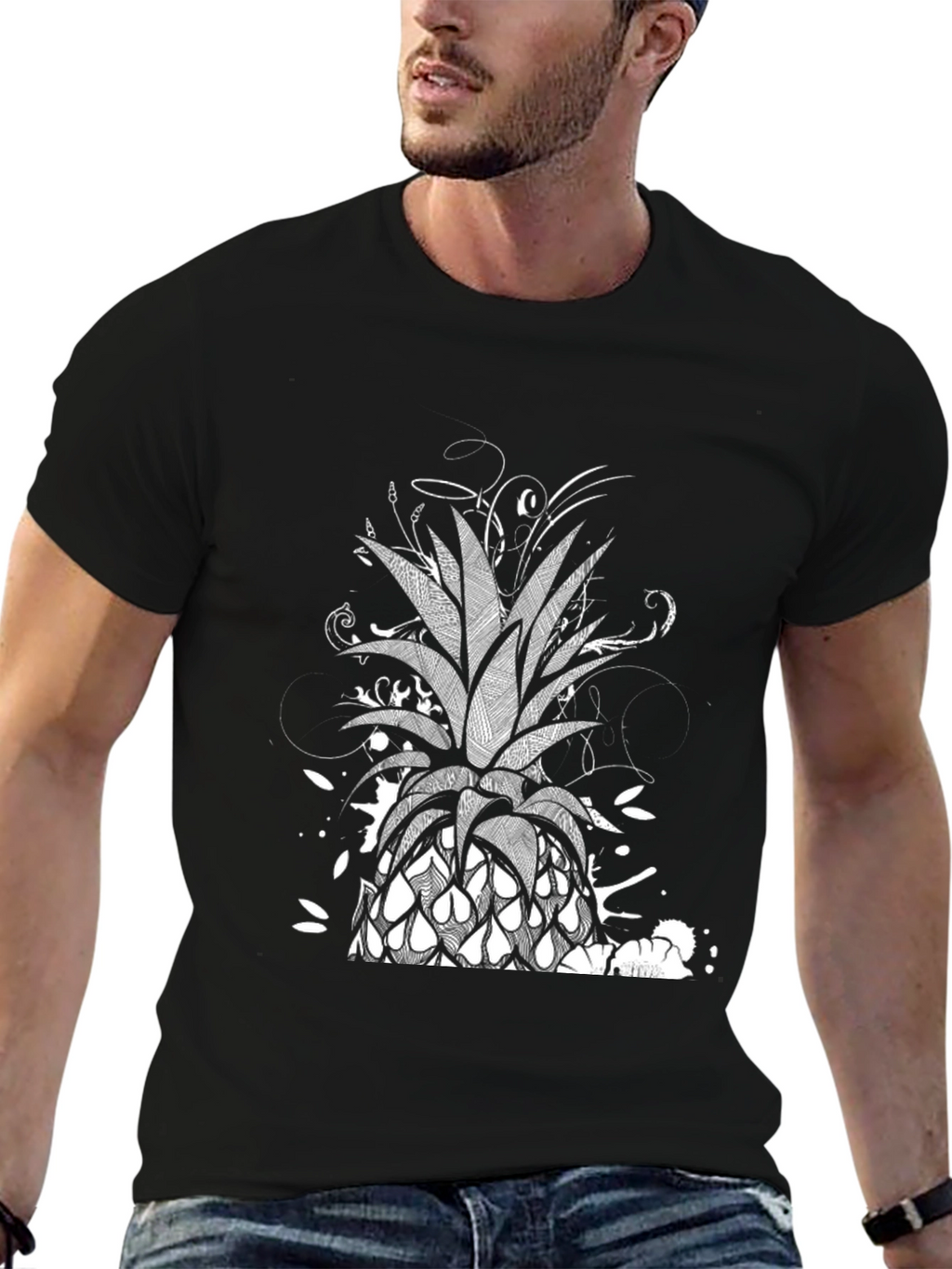 Pineapple Graphic Black T-Shirt