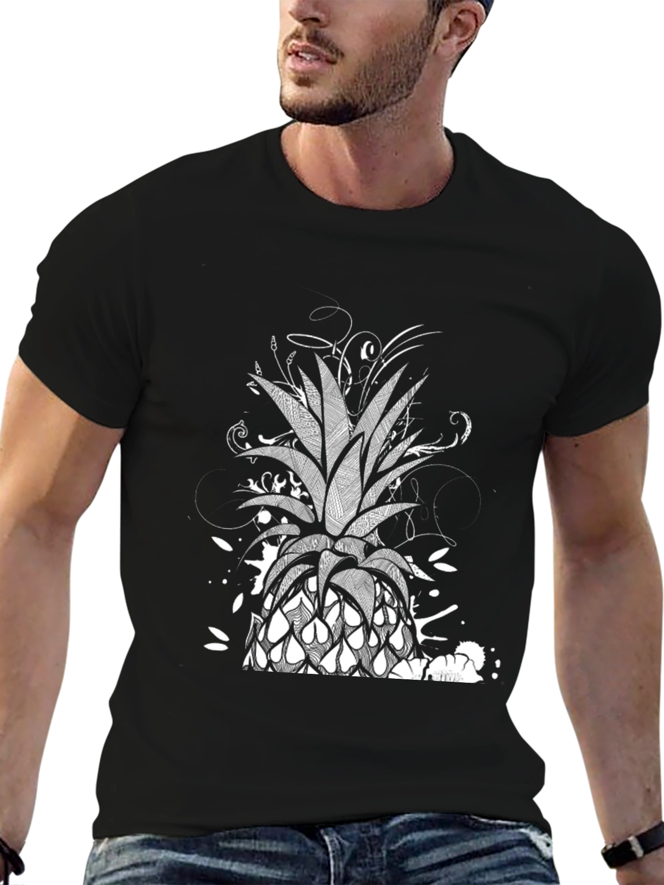Pineapple Graphic Black T-Shirt