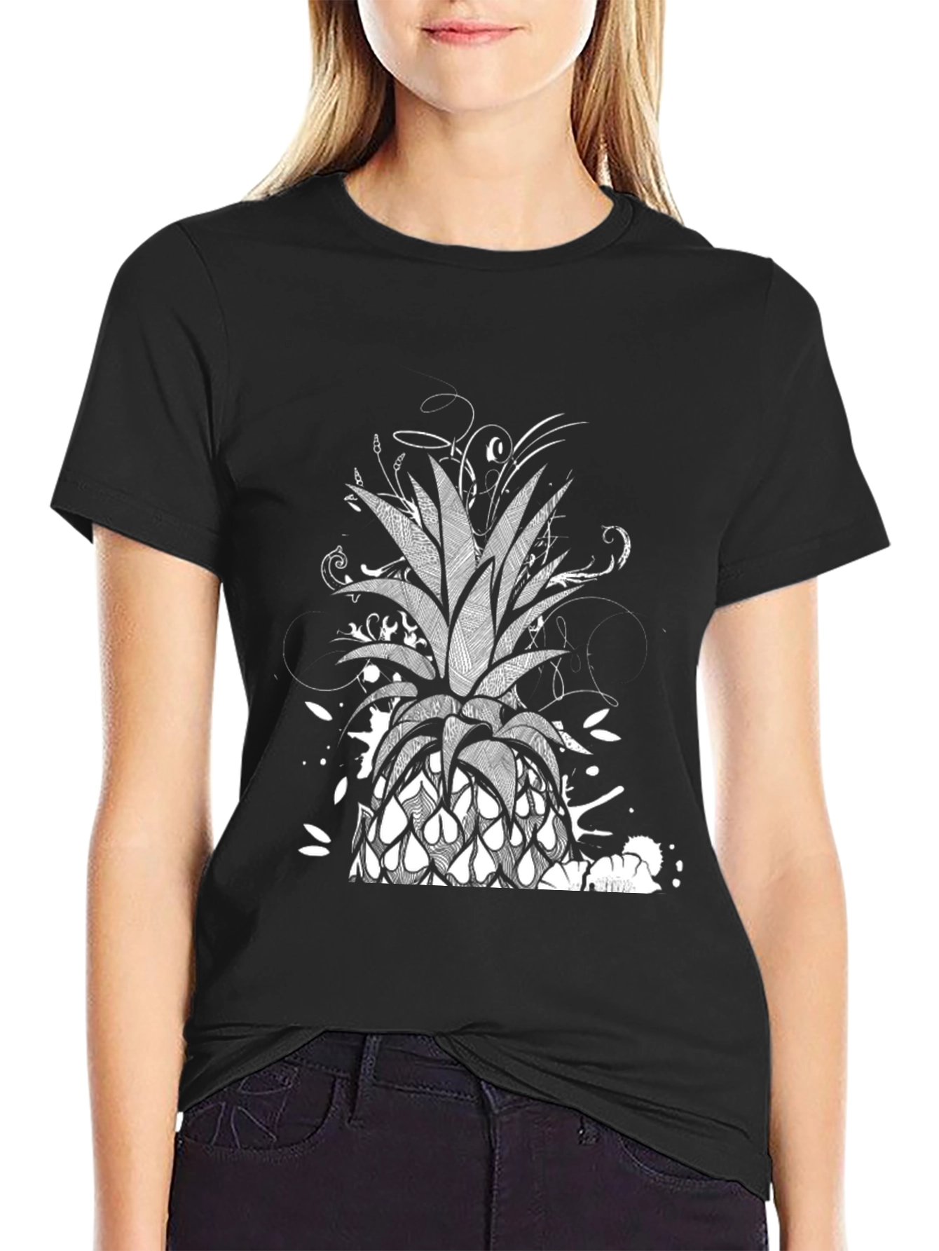 Pineapple Graphic Black T-Shirt