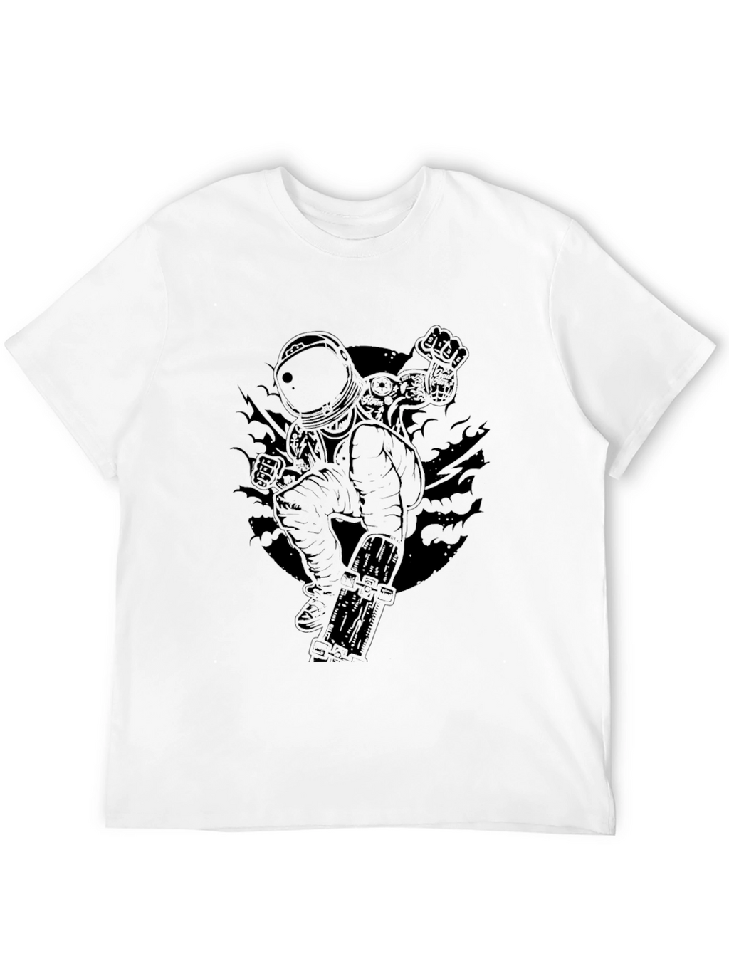 Astronaut Skateboard T-Shirt - Black Graphic Tee