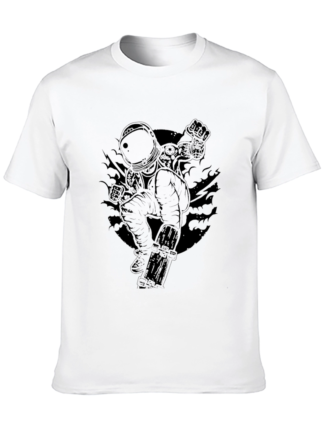Astronaut Skateboard T-Shirt - Black Graphic Tee