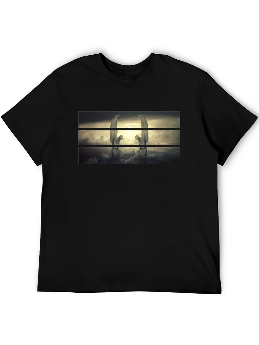 Angelic Statues Graphic Black T-Shirt